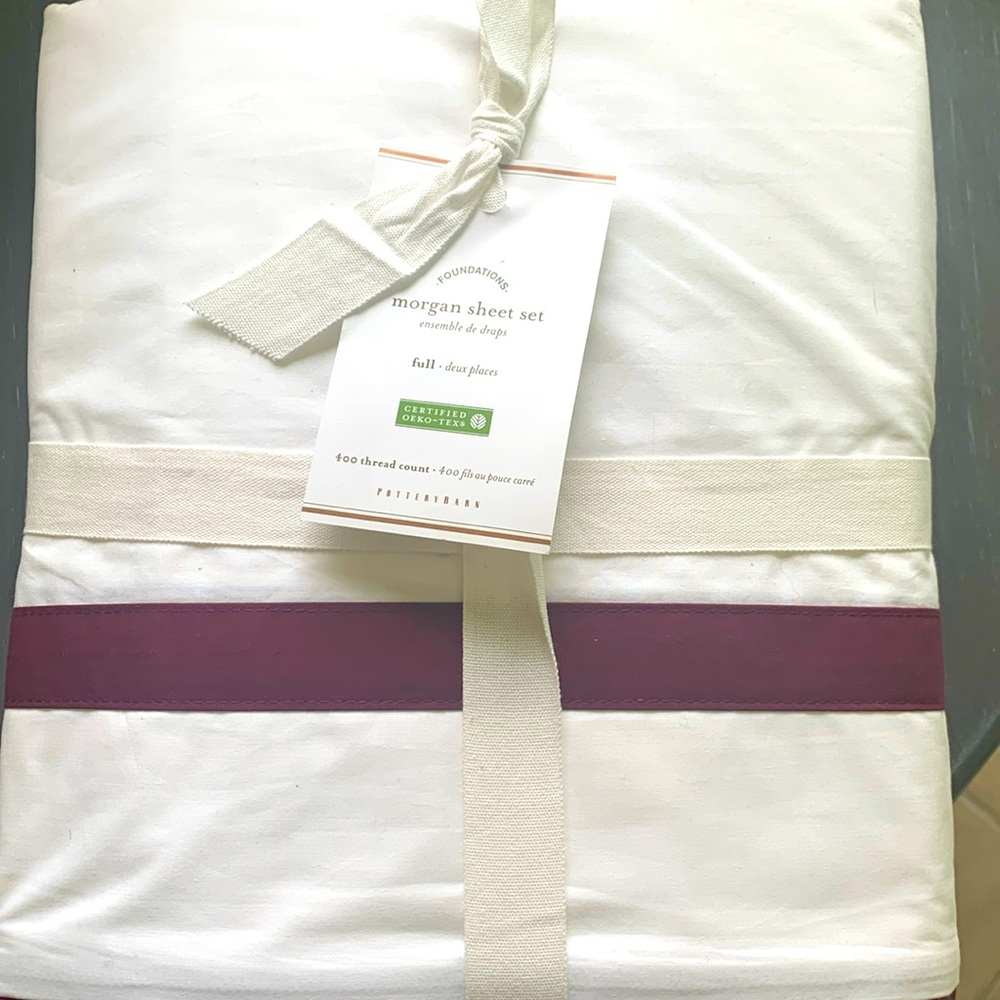 NWT-Full size Sheet Set-Pottery Barn-Morgan Stripe